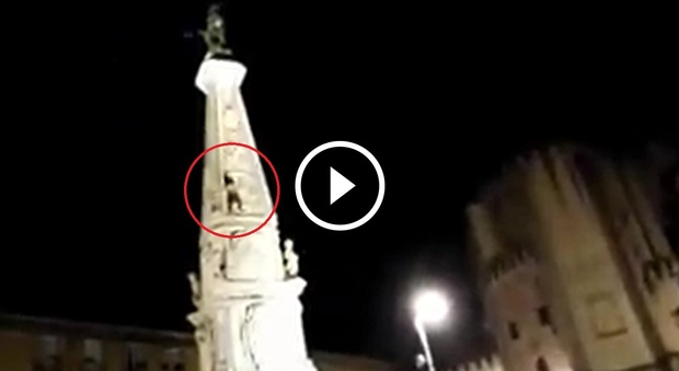 Napoli, scala l'obelisco e muore: «Aiutatemi, non riesco a scendere»