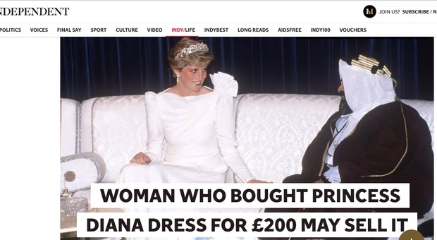 L'abito di Lady D indossato in Bahrain: venduto per 200 sterline, all'asta per 100mila