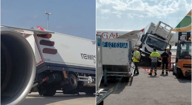 Aereo colpisce camion durante il decollo all'aeroporto di Barcellona