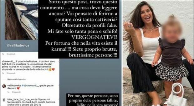 Ludovica Valli, insulti choc per la figlia di 1 anno: «Pesa 200 chili». L'influencer si sfoga: «Falliti, pagherete le conseguenze»