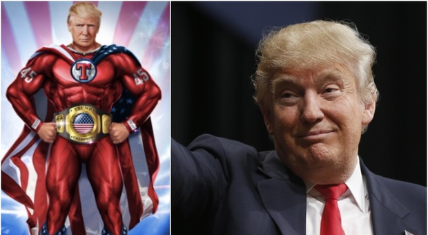 Trump vestito da supereroe, l'ex presidente "si mette in vendita" sulle carte da collezione: «Finiranno presto»