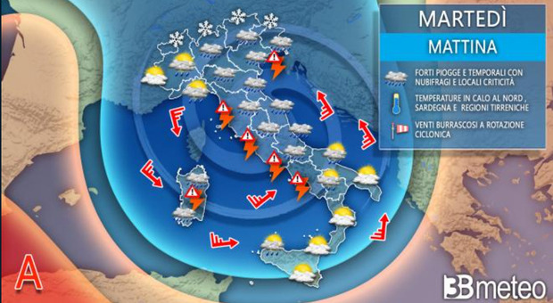 Maltempo, in arrivo ciclone: rischio nubifragi e neve in tutta Italia