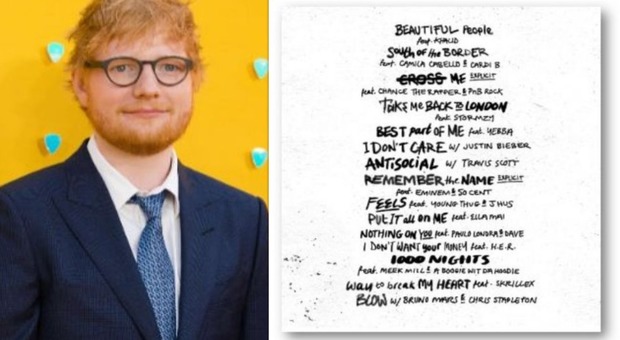 Ed Sheeran: svelata sui social la tracklist del nuovo album