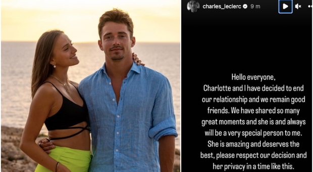 Charles Leclerc single, l'annuncio del pilota sui social: «Io e Charlotte ci siamo lasciati, rispettate la sua privacy»