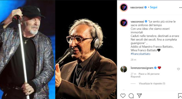 Franco Battiato morto, il ricordo di Vasco Rossi su Instagram: «Addio al Maestro»