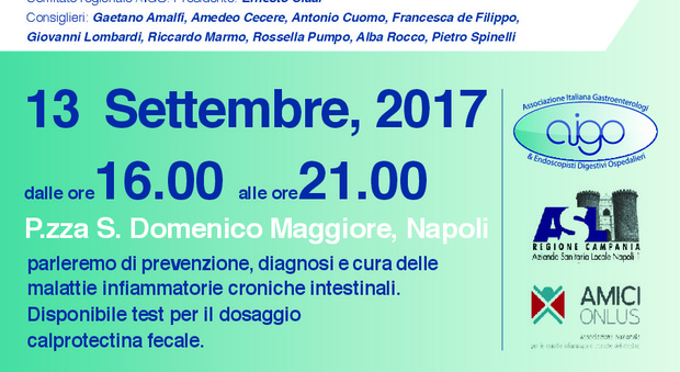 Napoli Malattie infiammatorie croniche intestinali, test gratuiti in piazza