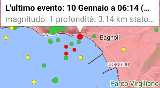 Terremoto a Pozzuoli, scossa di magnitudo 1.0 con epicentro a mare