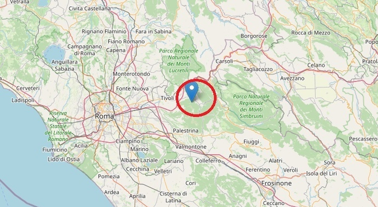Terremoto vicino Roma, scossa di magnitudo 2.7 15 chilometri da Tivoli