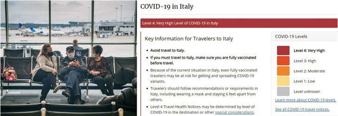 Covid, Italia tra i paesi a rischio più alto per i viaggi: la mappa del Cdc