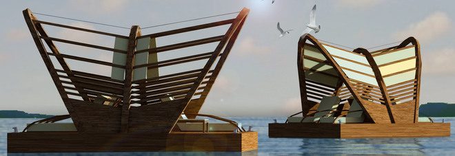 Beach Luxury Unit, premiata al Sun di Rmini tra le dieci idee più promettenti del turismo balneare. Il modulo galleggiante è progettato dalla startup irpina Iavarone Wood Technology