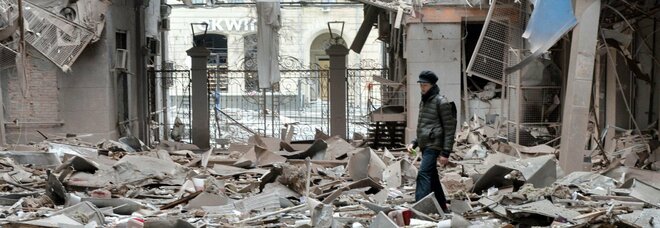 Un'immagine di guerra nella città di Kharkiv