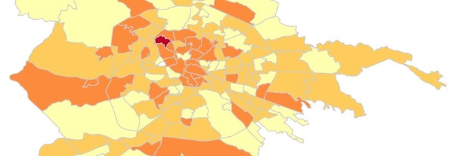 Coronavirus a Roma, la mappa: picchi a Torre Angela e quartiere Trieste, 18 zone senza contagi