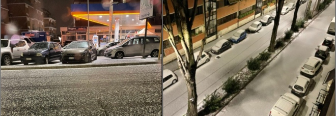 Neve a Roma, i social impazziscono: «Poca ma è arrivata». Dai Castelli a Casalotti le strade imbiancate