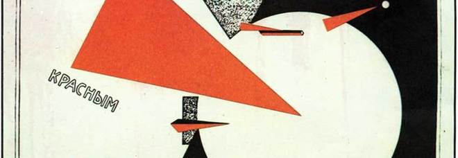 Opera di El Lissitzky, "Spezza i Bianchi col cuneo rosso", 1919