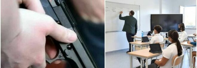 Studente punta la pistola (finta) alla tempia del prof: «Mi mette troppe note». Sui social la scena filmata dai compagni