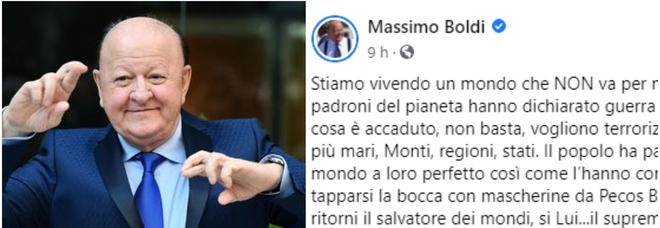 Massimo Boldi: «I potenti vogliono terrorizzarci, macherine per tapparci la bocca». E invoca il Signore