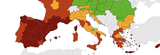 Covid, la mappa del rischio Ue: diventa rossa anche la Calabria