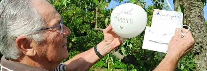 Gli anziani di Riese Pio X hanno trovato dei palloncini nuziali nel proprio giardino