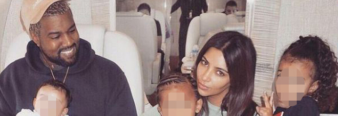 Kanye West, Kim Kardashian e i figli (Instagram)