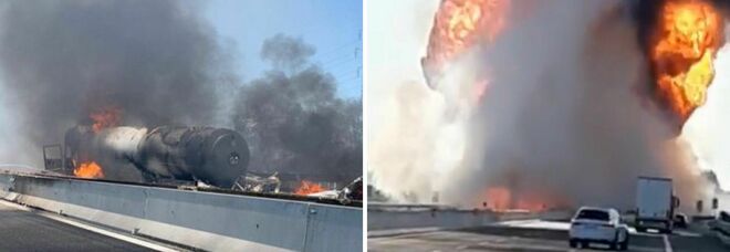 Incidente in A1, autocisterna va in fiamme: due morti. Autostrada chiusa fra Piacenza e Fiorenzuola
