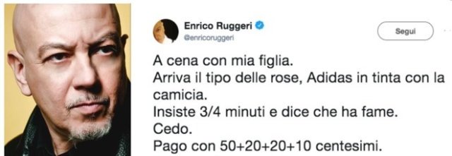 Enrico Ruggeri e il 'rosario': «Gli ho dato un euro, ma non voleva monete». E su Twitter è polemica