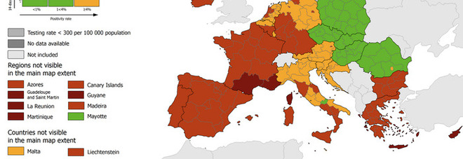 Campania zona rossa: sono sette le regioni d'Italia ad alto rischio nella nuova mappa dell'Europa