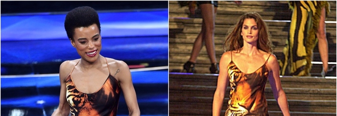 Lorena Cesarini, l'abito di Sanremo 2022 è lo stesso indossato da Cindy Crawford nel 2000