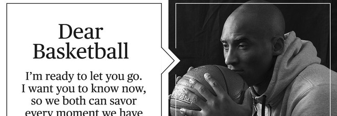 La lettera d'addio al basket di Kobe Bryant