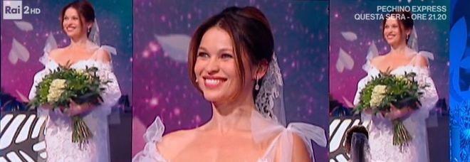 Yuliya Mayarchuk sposa a 'Detto fatto', l'emozione dell'abito bianco da Bianca Guaccero