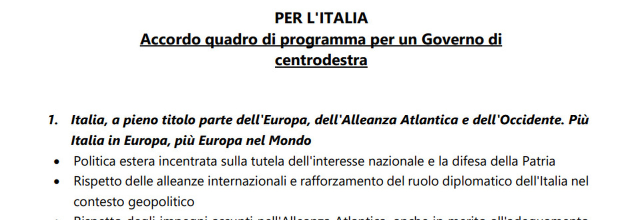 Centrodestra, il programma delle elezioni di Meloni, Salvini e Berlusconi: «Per l'Italia»